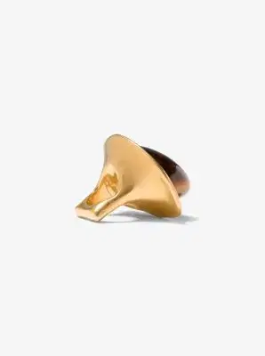 Michael Kors Collection 24k-Gold-Plated Brass and Stone Ring in Black - One Size by Michael Kors Collection | Thumbnail 3 Michael Kors Collection 24k-Gold-Plated Brass and Stone Ring in Black - One Size by Michael Kors Collection | Thumbnail 3