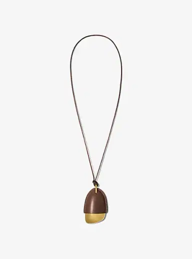 Michael Kors Collection Brushed Brass and Leather Wrapped Pendant Necklace | Thumbnail 9 Michael Kors Collection Brushed Brass and Leather Wrapped Pendant Necklace | Thumbnail 9