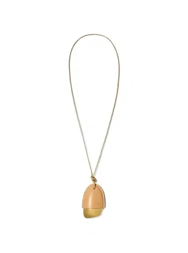 Michael Kors Collection Brushed Brass and Leather Wrapped Pendant Necklace | Thumbnail 1 Michael Kors Collection Brushed Brass and Leather Wrapped Pendant Necklace | Thumbnail 1