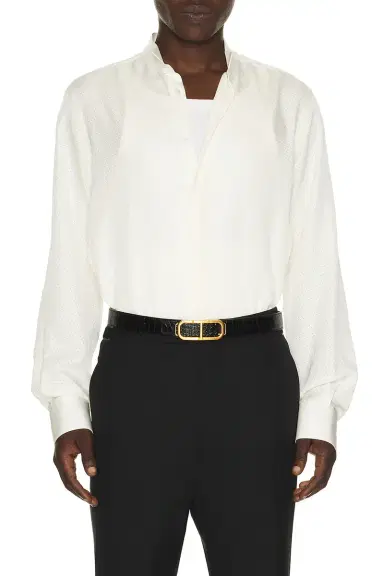 TOM FORD Perforated Dot Silk Twill Slim Fit Evening Shirt | Thumbnail 1 TOM FORD Perforated Dot Silk Twill Slim Fit Evening Shirt | Thumbnail 1