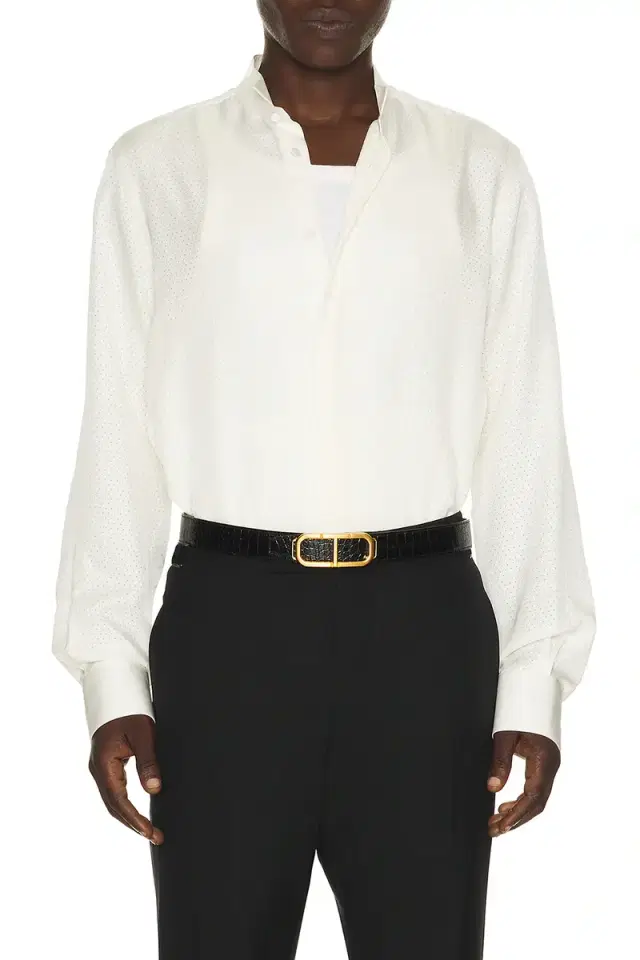 Perforated Dot Silk Twill Slim Fit Evening Shirt Perforated Dot Silk Twill Slim Fit Evening Shirt