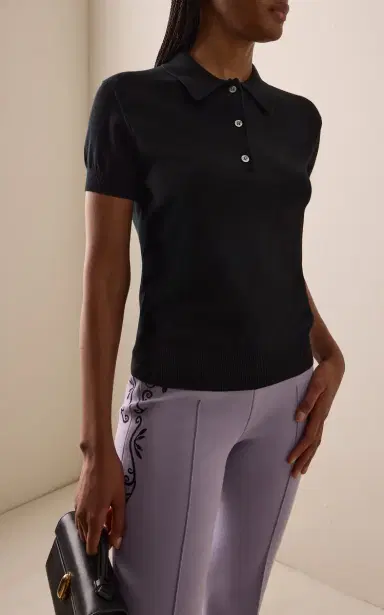 High Sport Sylvie Cotton-Crepe Polo Shirt | Thumbnail 3 High Sport Sylvie Cotton-Crepe Polo Shirt | Thumbnail 3