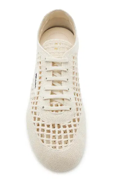 Prada Collapse Crocheted Cotton Sneakers | Thumbnail 3 Prada Collapse Crocheted Cotton Sneakers | Thumbnail 3