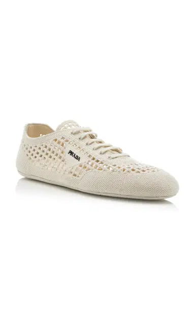 Prada Collapse Crocheted Cotton Sneakers | Thumbnail 4 Prada Collapse Crocheted Cotton Sneakers | Thumbnail 4