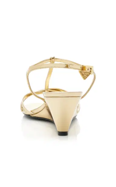 Prada Metallic Leather Wedge Sandals | Thumbnail 5 Prada Metallic Leather Wedge Sandals | Thumbnail 5