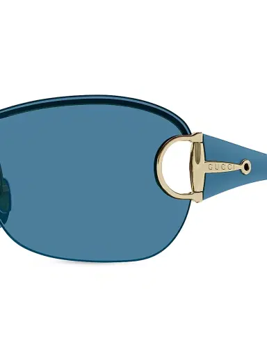 Gucci Men's Rimless Mask Sunglasses - Gold Blue | Thumbnail 3 Gucci Men's Rimless Mask Sunglasses - Gold Blue | Thumbnail 3