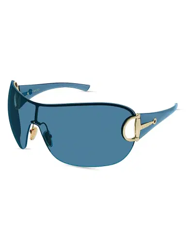 Gucci Men's Rimless Mask Sunglasses - Gold Blue | Thumbnail 1 Gucci Men's Rimless Mask Sunglasses - Gold Blue | Thumbnail 1