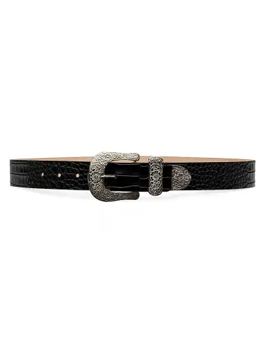 L'Agence Women's Otera Croc-Embossed Leather Belt - Black Croc Embossed - Size Large | Thumbnail 1 L'Agence Women's Otera Croc-Embossed Leather Belt - Black Croc Embossed - Size Large | Thumbnail 1