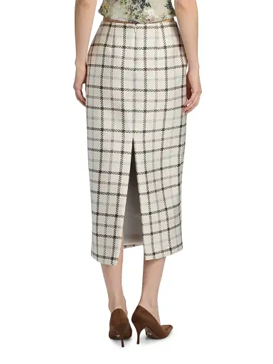 Brandon Maxwell Women's Mercer Plaid Pencil Skirt - Windowpane Plaid | Thumbnail 5 Brandon Maxwell Women's Mercer Plaid Pencil Skirt - Windowpane Plaid | Thumbnail 5