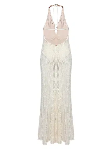 PatBo Women's Wave Mesh Halterneck Dress - Off White - Size Medium | Thumbnail 2 PatBo Women's Wave Mesh Halterneck Dress - Off White - Size Medium | Thumbnail 2