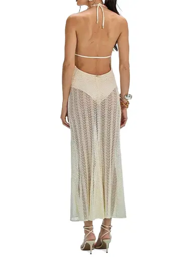 PatBo Women's Wave Mesh Halterneck Dress - Off White - Size Medium | Thumbnail 5 PatBo Women's Wave Mesh Halterneck Dress - Off White - Size Medium | Thumbnail 5