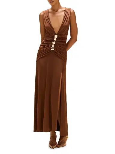 PatBo Women's Moonlit Jersey Plunge Gown - Brown - Size 2 | Thumbnail 3 PatBo Women's Moonlit Jersey Plunge Gown - Brown - Size 2 | Thumbnail 3