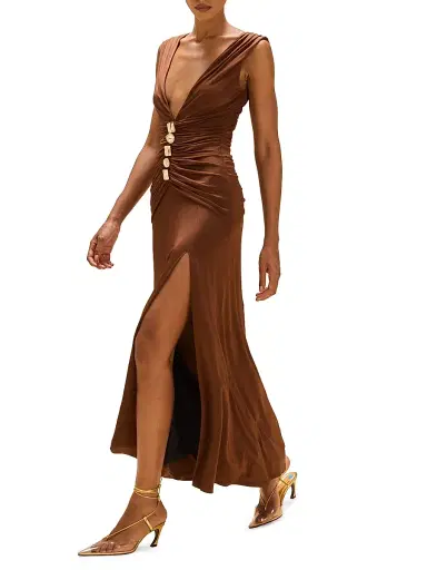 PatBo Women's Moonlit Jersey Plunge Gown - Brown - Size 2 | Thumbnail 4 PatBo Women's Moonlit Jersey Plunge Gown - Brown - Size 2 | Thumbnail 4