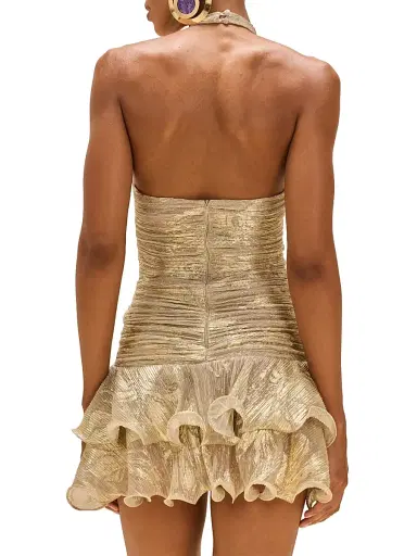 PatBo Women's Golden Dust Ruffle Minidress - Gold | Thumbnail 4 PatBo Women's Golden Dust Ruffle Minidress - Gold | Thumbnail 4