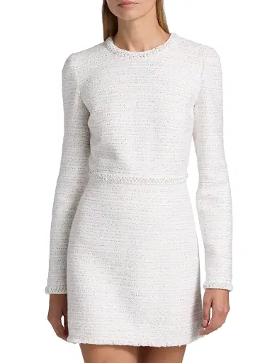 Giambattista Valli Women's Sequined Tweed Bouclé Minidress - Ivory Multi - Size 0 | Thumbnail 3 Giambattista Valli Women's Sequined Tweed Bouclé Minidress - Ivory Multi - Size 0 | Thumbnail 3