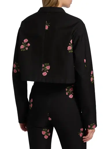 Giambattista Valli Women's Floral Fil Coupé Cotton Crop Jacket - Black Multi - Size 8 | Thumbnail 5 Giambattista Valli Women's Floral Fil Coupé Cotton Crop Jacket - Black Multi - Size 8 | Thumbnail 5