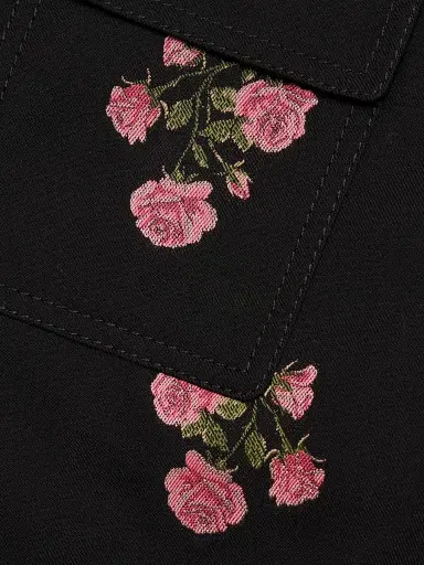 Giambattista Valli Women's Floral Fil Coupé Cotton Crop Jacket - Black Multi - Size 8 | Thumbnail 7 Giambattista Valli Women's Floral Fil Coupé Cotton Crop Jacket - Black Multi - Size 8 | Thumbnail 7