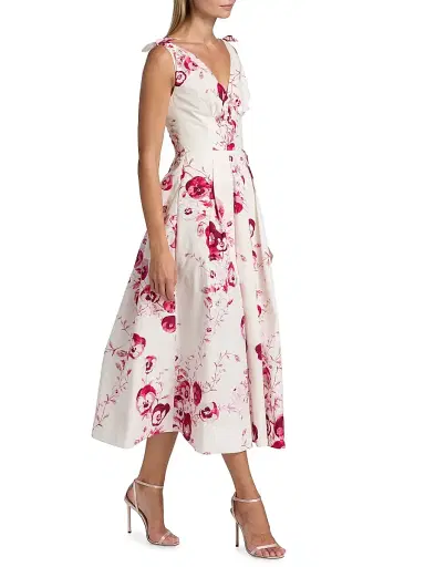 Giambattista Valli Women's Floral Cotton Poplin Midi-Dress - Ivory Multi | Thumbnail 2 Giambattista Valli Women's Floral Cotton Poplin Midi-Dress - Ivory Multi | Thumbnail 2