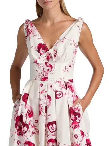 Giambattista Valli Women's Floral Cotton Poplin Midi-Dress - Ivory Multi | Thumbnail 6 Giambattista Valli Women's Floral Cotton Poplin Midi-Dress - Ivory Multi | Thumbnail 6
