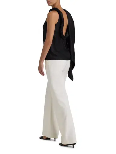 Loulou de Saison Women's Wilma Twisted Collar Silk Top - Black | Thumbnail 2 Loulou de Saison Women's Wilma Twisted Collar Silk Top - Black | Thumbnail 2