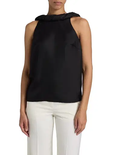 Loulou de Saison Women's Wilma Twisted Collar Silk Top - Black | Thumbnail 3 Loulou de Saison Women's Wilma Twisted Collar Silk Top - Black | Thumbnail 3