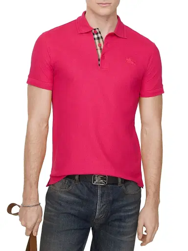 Burberry Men's Eddie Logo Cotton Polo Shirt - Jam Red - Size Small | Thumbnail 2 Burberry Men's Eddie Logo Cotton Polo Shirt - Jam Red - Size Small | Thumbnail 2