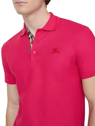 Burberry Men's Eddie Logo Cotton Polo Shirt - Jam Red - Size Small | Thumbnail 3 Burberry Men's Eddie Logo Cotton Polo Shirt - Jam Red - Size Small | Thumbnail 3