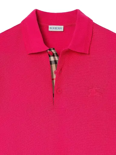 Burberry Men's Eddie Logo Cotton Polo Shirt - Jam Red - Size Small | Thumbnail 4 Burberry Men's Eddie Logo Cotton Polo Shirt - Jam Red - Size Small | Thumbnail 4