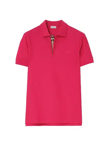 Burberry Men's Eddie Logo Cotton Polo Shirt - Jam Red - Size Small | Thumbnail 1 Burberry Men's Eddie Logo Cotton Polo Shirt - Jam Red - Size Small | Thumbnail 1
