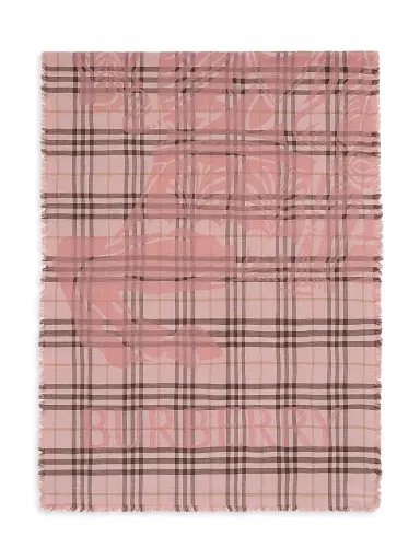 Burberry Women's Check EKD Scarf - Bow Pink | Thumbnail 1 Burberry Women's Check EKD Scarf - Bow Pink | Thumbnail 1