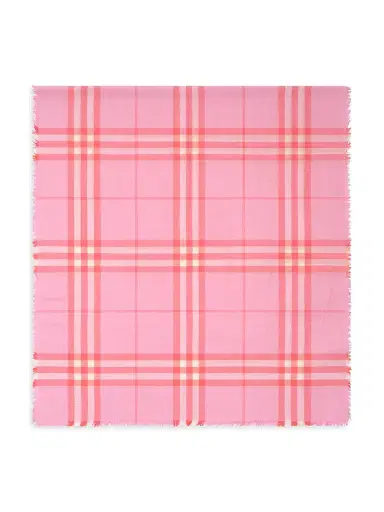 Burberry Women's Check Wool-Silk Scarf - Cami Glaze Pink | Thumbnail 1 Burberry Women's Check Wool-Silk Scarf - Cami Glaze Pink | Thumbnail 1