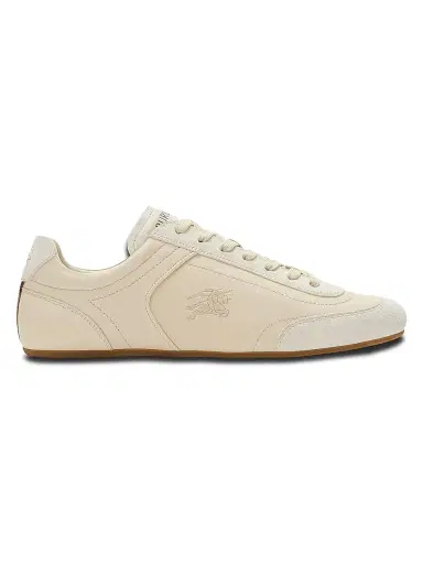 Burberry Men's Knight Leather & Suede Low-Top Sneakers - Dove Beige - Size 13 | Thumbnail 1 Burberry Men's Knight Leather & Suede Low-Top Sneakers - Dove Beige - Size 13 | Thumbnail 1