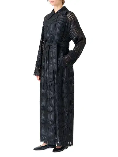 Akris Women's Estelle Techno-Wave Guipire Coat - Black - Size 8 | Thumbnail 4 Akris Women's Estelle Techno-Wave Guipire Coat - Black - Size 8 | Thumbnail 4