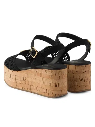 Prada Women's Crochet Wedge Platform Sandals - Black | Thumbnail 3 Prada Women's Crochet Wedge Platform Sandals - Black | Thumbnail 3