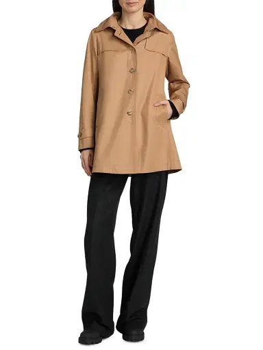 HERNO Women's Logo-Trim Short Trench Coat - Camel - Size 8 | Thumbnail 2 HERNO Women's Logo-Trim Short Trench Coat - Camel - Size 8 | Thumbnail 2