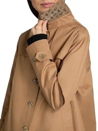 HERNO Women's Logo-Trim Short Trench Coat - Camel - Size 8 | Thumbnail 6 HERNO Women's Logo-Trim Short Trench Coat - Camel - Size 8 | Thumbnail 6