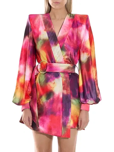 Zhivago Women's Cala Conta Tie-Dye Satin Tie-Waist Minidress | Thumbnail 2 Zhivago Women's Cala Conta Tie-Dye Satin Tie-Waist Minidress | Thumbnail 2
