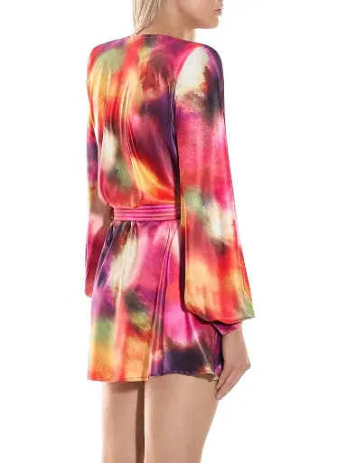 Zhivago Women's Cala Conta Tie-Dye Satin Tie-Waist Minidress | Thumbnail 4 Zhivago Women's Cala Conta Tie-Dye Satin Tie-Waist Minidress | Thumbnail 4