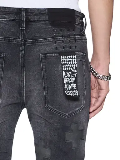 Ksubi Men's Future Memory Van Winkle Blakk Metal Idols Appliqué Skinny Jeans - Charcoal | Thumbnail 4 Ksubi Men's Future Memory Van Winkle Blakk Metal Idols Appliqué Skinny Jeans - Charcoal | Thumbnail 4