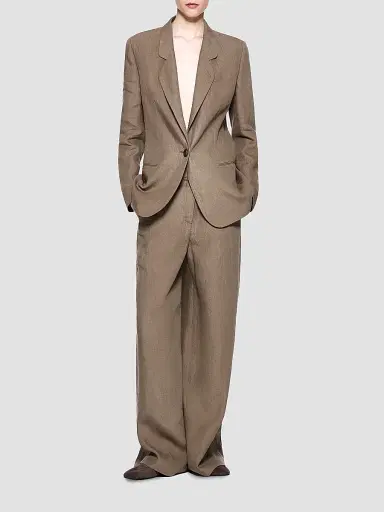 Giorgio Armani Women's Single-Breasted Linen Jacket - Brown | Thumbnail 2 Giorgio Armani Women's Single-Breasted Linen Jacket - Brown | Thumbnail 2