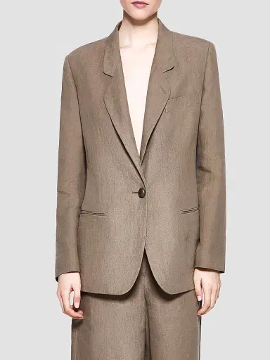 Giorgio Armani Women's Single-Breasted Linen Jacket - Brown | Thumbnail 4 Giorgio Armani Women's Single-Breasted Linen Jacket - Brown | Thumbnail 4