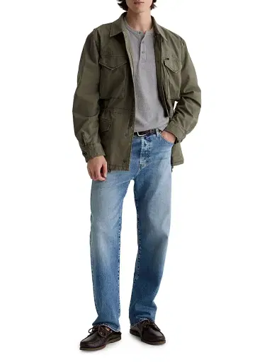AG Jeans Men's Bryce Cotton-Blend Short-Sleeve Henley - Heather Grey | Thumbnail 2 AG Jeans Men's Bryce Cotton-Blend Short-Sleeve Henley - Heather Grey | Thumbnail 2