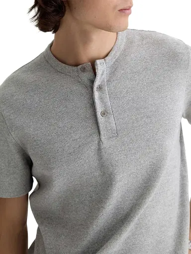AG Jeans Men's Bryce Cotton-Blend Short-Sleeve Henley - Heather Grey | Thumbnail 7 AG Jeans Men's Bryce Cotton-Blend Short-Sleeve Henley - Heather Grey | Thumbnail 7