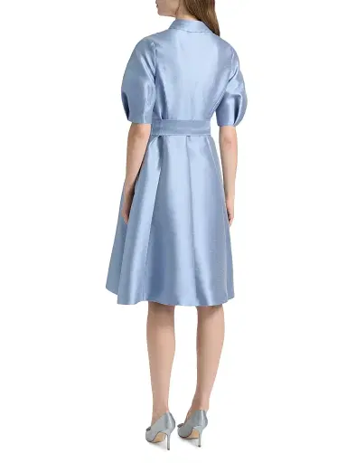 Teri Jon by Rickie Freeman Women's Tie-Waist Faille Knee-Length Shirtdress | Thumbnail 5 Teri Jon by Rickie Freeman Women's Tie-Waist Faille Knee-Length Shirtdress | Thumbnail 5