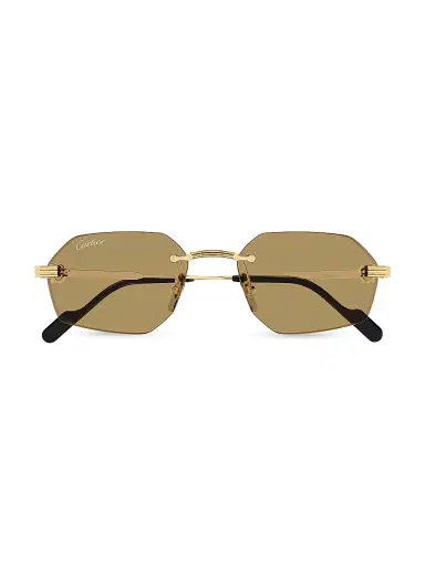 Cartier Men's Première de 54MM 24K-Gold-Plated Rimless Geometric Sunglasses - Gold Olive | Thumbnail 2 Cartier Men's Première de 54MM 24K-Gold-Plated Rimless Geometric Sunglasses - Gold Olive | Thumbnail 2