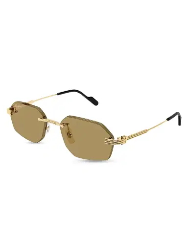 Cartier Men's Première de 54MM 24K-Gold-Plated Rimless Geometric Sunglasses - Gold Olive | Thumbnail 1 Cartier Men's Première de 54MM 24K-Gold-Plated Rimless Geometric Sunglasses - Gold Olive | Thumbnail 1