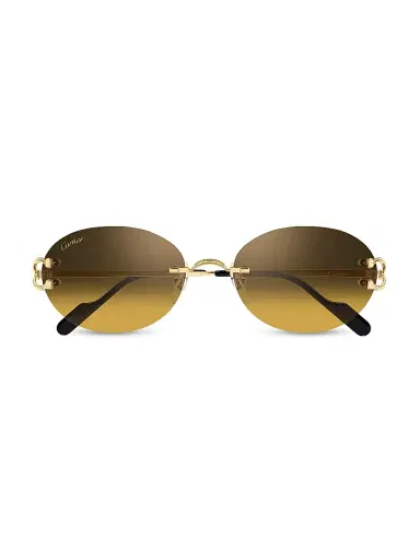 Cartier Men's C Décor 55MM 24K-Gold-Plated Metal Rimless Oval Sunglasses - Gold Yellow | Thumbnail 2 Cartier Men's C Décor 55MM 24K-Gold-Plated Metal Rimless Oval Sunglasses - Gold Yellow | Thumbnail 2