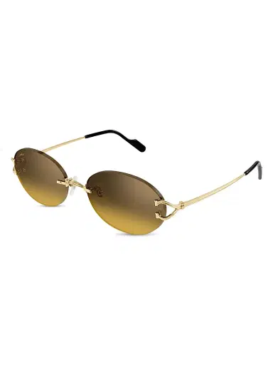 Cartier Men's C Décor 55MM 24K-Gold-Plated Metal Rimless Oval Sunglasses - Gold Yellow | Thumbnail 1 Cartier Men's C Décor 55MM 24K-Gold-Plated Metal Rimless Oval Sunglasses - Gold Yellow | Thumbnail 1