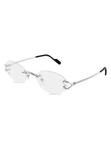 Cartier Men's C Décor Platinum-Plated Metal Rimless Oval Optical Glasses | Thumbnail 1 Cartier Men's C Décor Platinum-Plated Metal Rimless Oval Optical Glasses | Thumbnail 1