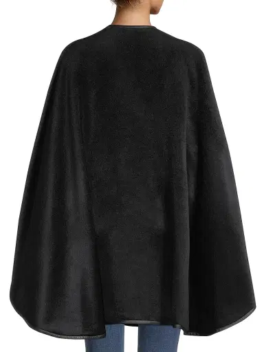 Sofia Cashmere Women's Leather-Trim Alpaca-Blend Cape - Black | Thumbnail 5 Sofia Cashmere Women's Leather-Trim Alpaca-Blend Cape - Black | Thumbnail 5